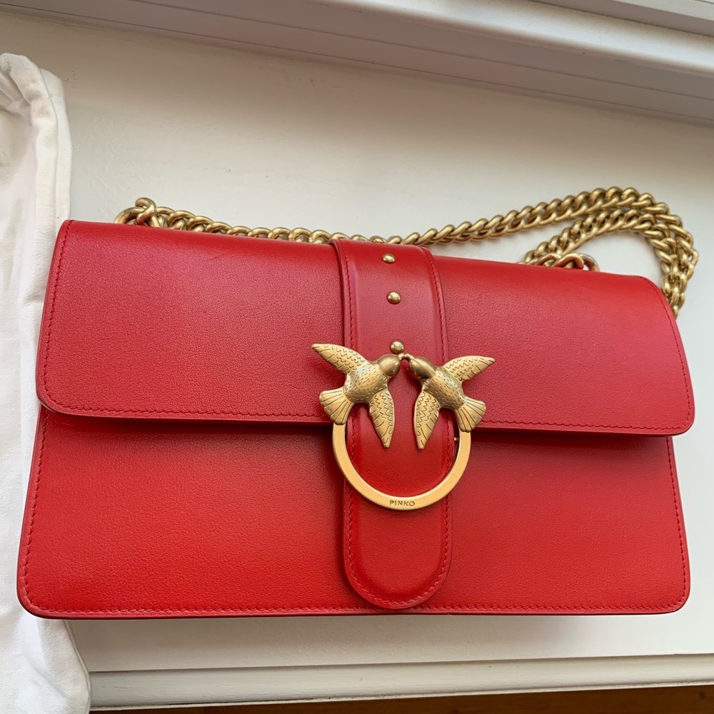 Pinko red mini love bag simply in leather